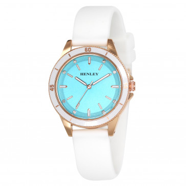 Silicone Rose Gold Sports Watch - Turquoise