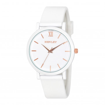 Coloured Case Silicone Sports Watch - White