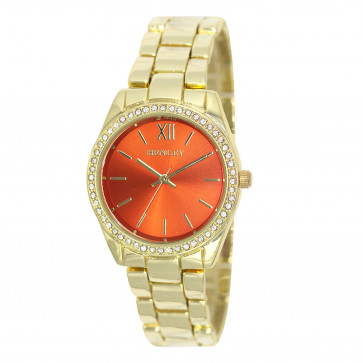 Diamante Bracelet Watch - Gold/Orange