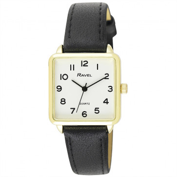 Women's Classic Rectangular Strap Watch - Gold/Black