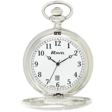 Polished Day-Date Pocket Watch - Silver