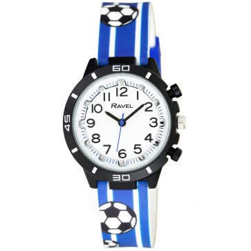 Kid's Silicone Watch - Blue & White Football
