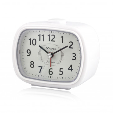 Mid sized Bedside Quartz Alarm Clock - White