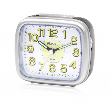 Mid sized Bedside Quartz Alarm Clock - Black / Silver