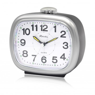 Large Sized Bedside Quartz Alarm Clock - Black / Silver