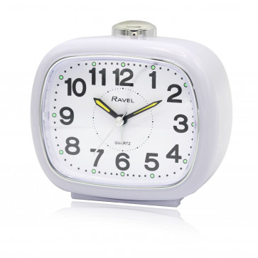 Large Sized Bedside Quartz Alarm Clock - White