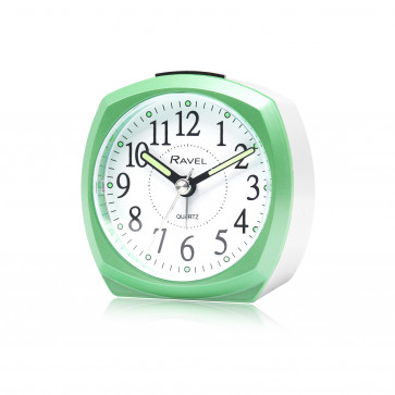 Mid sized Bedside Quartz Alarm Clock - Green / White