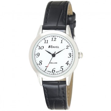 Deluxe Women's Classic Arabic Dial Leather Strap Watch