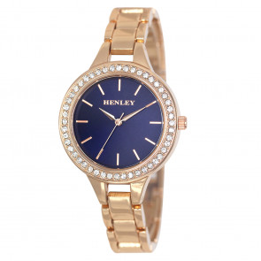 Diamante Bracelet Watch - Rose Gold/Deep Blue