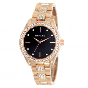 Diamante Bracelet Watch - Rose Gold/Black