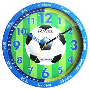 Kids 25cm Time-Teacher Wall Clock - Blue Football
