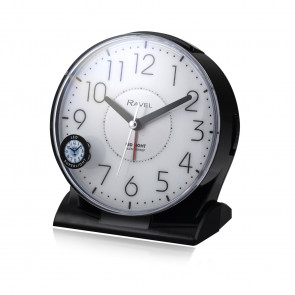 Large Contemporary Bedside / Mantel Quartz Alarm Clock - Black