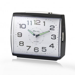 Large Square Retro Bedside / Mantle Quartz Alarm Clock - Black