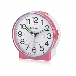 Round Mid Sized Bedside Quartz Alarm Clock - Pink