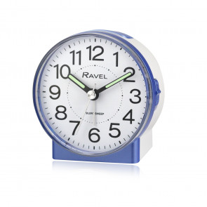 Round Mid Sized Bedside Quartz Alarm Clock - Blue