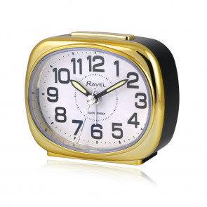 Small sized pillow shaped Bedside Quartz Alarm Clock -  Black / Gold