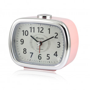 Mid sized Bedside Quartz Alarm Clock - Pink / Silver