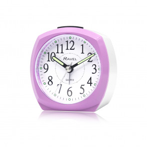 Mid sized Bedside Quartz Alarm Clock - Lilac / White